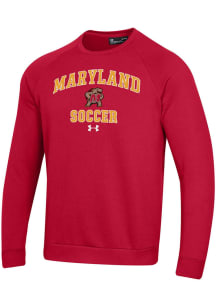 Mens Maryland Terrapins Red Under Armour Soccer Rival Crew Sweatshirt