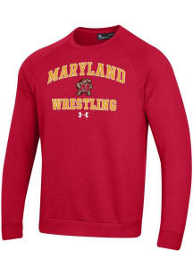 Mens Maryland Terrapins Red Under Armour Wrestling Rival Crew Sweatshirt