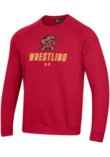 Mens Maryland Terrapins Red Under Armour Rival Crew Sweatshirt