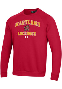 Mens Maryland Terrapins Red Under Armour Lacrosse Rival Crew Sweatshirt