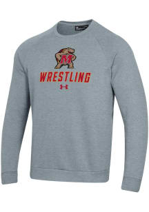 Mens Maryland Terrapins Grey Under Armour Rival Crew Sweatshirt