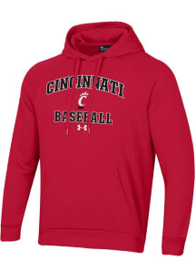 Mens Cincinnati Bearcats Red Under Armour Baseball Rival Hooded Sweatshirt