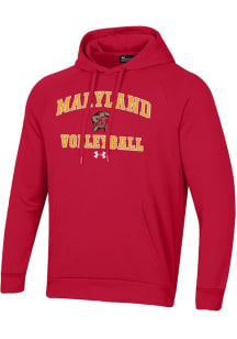 Mens Maryland Terrapins Red Under Armour Volleyball Rival Hooded Sweatshirt