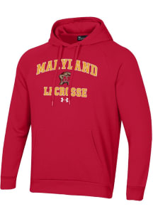 Mens Maryland Terrapins Red Under Armour Lacrosse Rival Hooded Sweatshirt