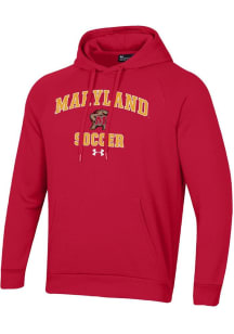 Mens Maryland Terrapins Red Under Armour Soccer Rival Hooded Sweatshirt