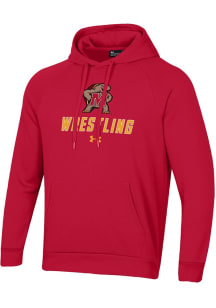 Mens Maryland Terrapins Red Under Armour Rival Hooded Sweatshirt