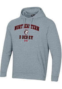 Under Armour Northeastern Huskies Mens Grey Hockey Rival Long Sleeve Hoodie