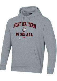 Under Armour Northeastern Huskies Mens Grey Baseball Rival Long Sleeve Hoodie