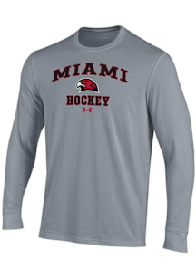 Under Armour Miami RedHawks Grey Hockey Performance Long Sleeve T Shirt