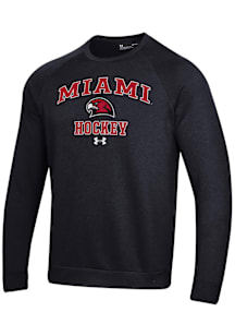 Under Armour Miami RedHawks Mens Black Hockey Rival Long Sleeve Crew Sweatshirt