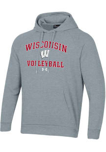 Under Armour Wisconsin Badgers Mens Grey Volleyball Rival Long Sleeve Hoodie