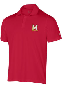 Mens Maryland Terrapins Red Under Armour Tech Mesh Short Sleeve Polo Shirt