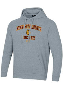 Under Armour UMD Bulldogs Mens Grey Hockey Rival Long Sleeve Hoodie