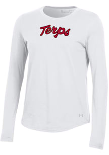 Under Armour Maryland Terrapins Womens White Performance LS Tee