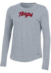 Under Armour Maryland Terrapins Womens Grey Performance LS Tee
