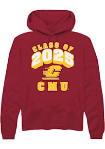 Summit Sportswear Central Michigan Chippewas Mens Maroon Class of 2025 Long Sleeve Hoodie