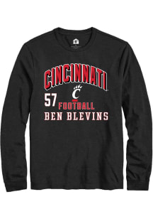 Ben Blevins Mens Black Cincinnati Bearcats NIL Arch Logo Long Sleeve Player T Shirt
