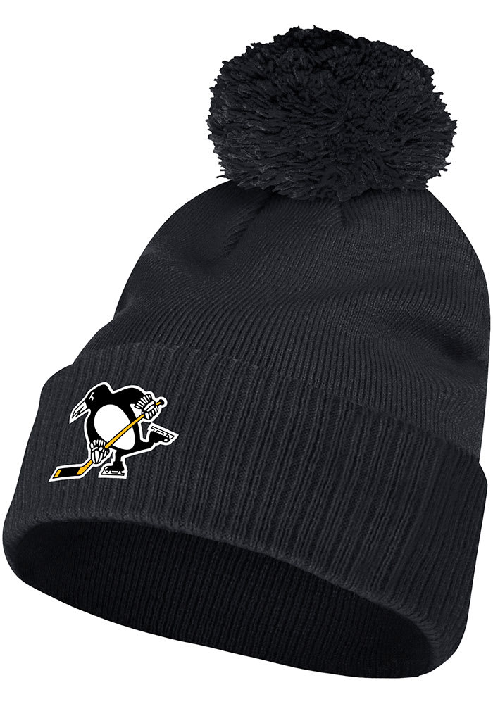 Adidas Pittsburgh Penguins Black Alt Jersey Cuff Pom Mens Knit Hat