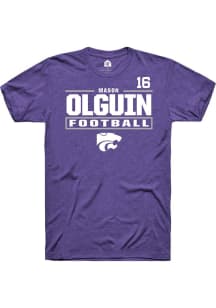 Mason Olguin Purple K-State Wildcats NIL Stacked Box Short Sleeve T Shirt