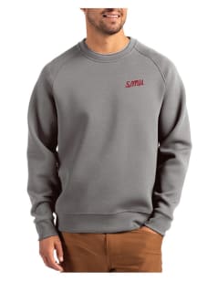 Cutter and Buck SMU Mustangs Mens Graphite Vault Roam Long Sleeve Crew Sweatshirt