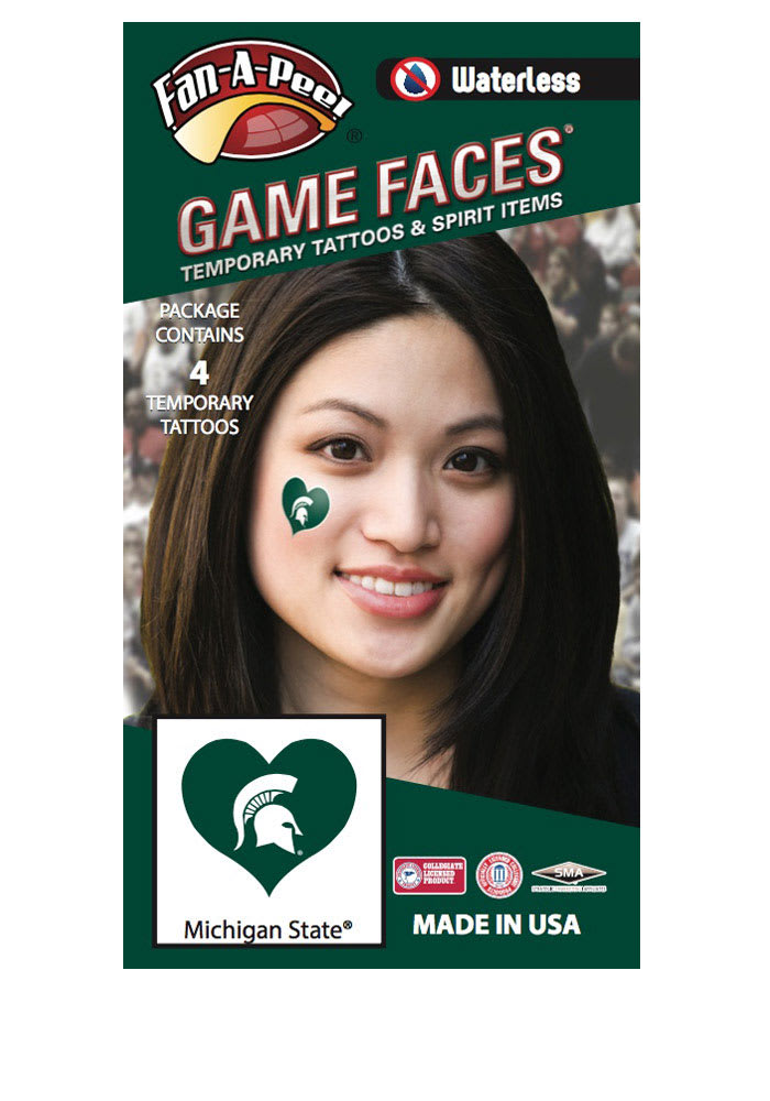 Michigan State Spartans Heart 4 Pack Tattoo