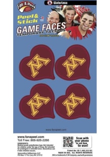 Red Minnesota Golden Gophers 4pk Heart Tattoo