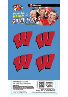 Wisconsin Badgers 4pk Game Face Tattoo