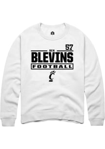 Ben Blevins Rally Mens White Cincinnati Bearcats NIL Stacked Box Player Crew
