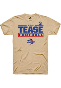 Micah Tease Rally Mens Brown Tulsa Golden Hurricane NIL Stacked Box Player T Shirt