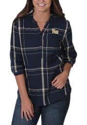 Pitt Panthers Womens Plaid Tunic Long Sleeve Navy Blue Dress Shirt