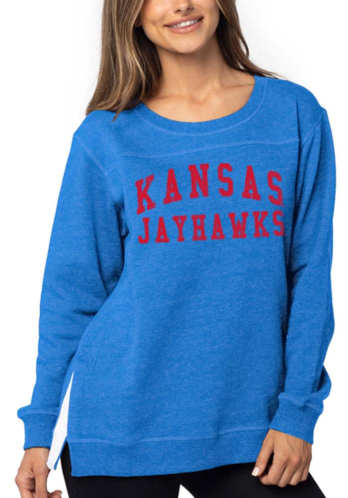 Kansas Jayhawks Womens Blue Back to Basics Tunic Crew Sweatshirt