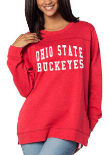 Ohio State Buckeyes Womens Red Back to Basics Tunic Crew Sweatshirt
