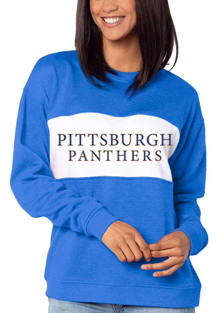 Pitt Panthers Womens Blue Penant Crew Sweatshirt