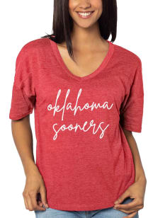 Oklahoma Sooners Womens Crimson Happy Jersey Short Sleeve T-Shirt