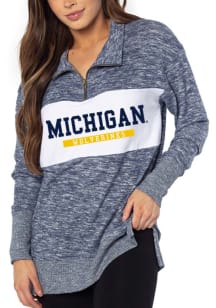 Michigan Wolverines Womens Navy Blue Cozy 1/4 Zip Pullover