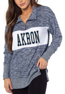 Akron Zips Womens Navy Blue Cozy 1/4 Zip Pullover