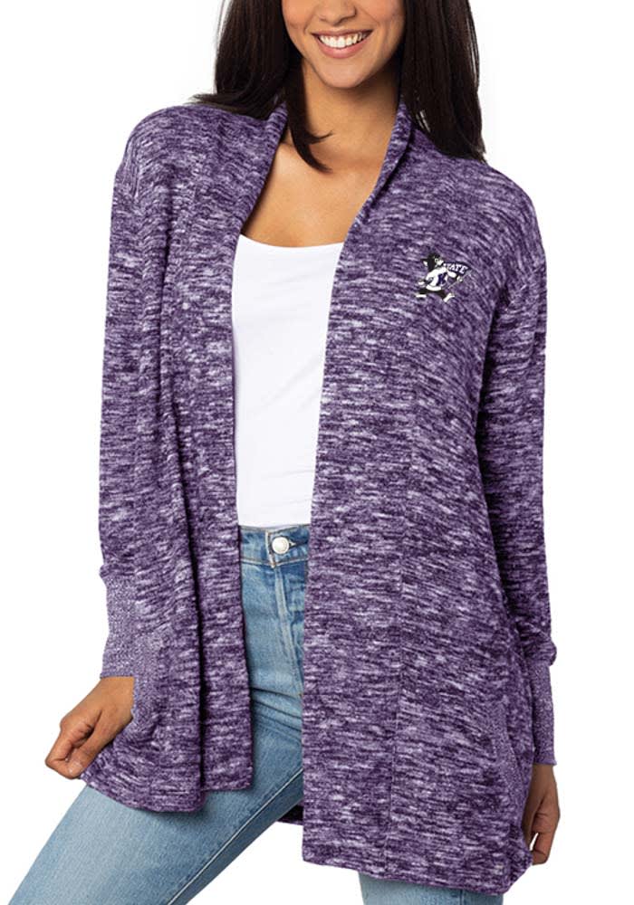 K-State Wildcats Womens Purple Cozy Long Sleeve Cardigan