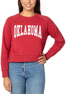 Oklahoma Sooners Womens Crimson Boxy Raglan Crew Sweatshirt