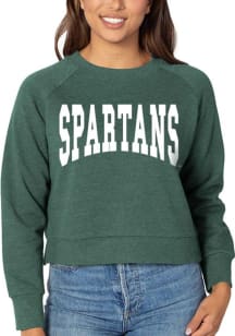 Michigan State Spartans Womens Green Boxy Raglan Crew Sweatshirt