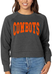 Oklahoma State Cowboys Womens Black Boxy Raglan Crew Sweatshirt