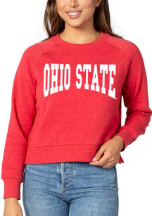 Ohio State Buckeyes Womens Red Boxy Raglan Crew Sweatshirt