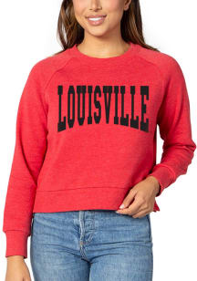 Louisville Cardinals Womens Red Boxy Raglan Crew Sweatshirt