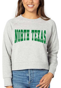 North Texas Mean Green Womens Grey Boxy Raglan Crew Sweatshirt