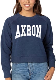 Akron Zips Womens Navy Blue Boxy Raglan Crew Sweatshirt