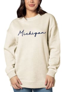 Michigan Wolverines Womens Yellow Warm Up Crew Sweatshirt