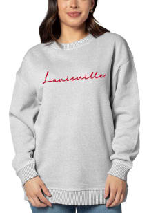 Louisville Cardinals Womens Grey Warm Up Crew Sweatshirt