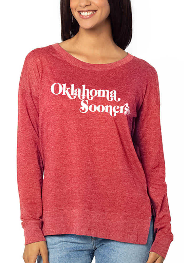 Oklahoma Sooners Womens Crimson Melange Tunic LS Tee