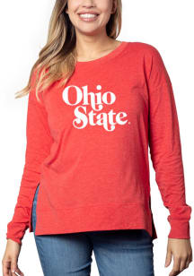 Womens Red Ohio State Buckeyes Melange Tunic LS Tee