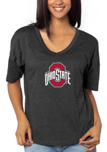 Ohio State Buckeyes Womens Black V Happy Jersey Short Sleeve T-Shirt
