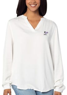 K-State Wildcats Womens White Lux Rayon Woven LS Tee